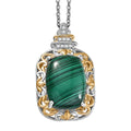 EverTrue African Malachite and White Zircon 17.00 ctw Vintage Era Pendant in 18K YG Plated and Platinum Bond with Stainless Steel Necklace 20 Inches - Sticky add to cart bar