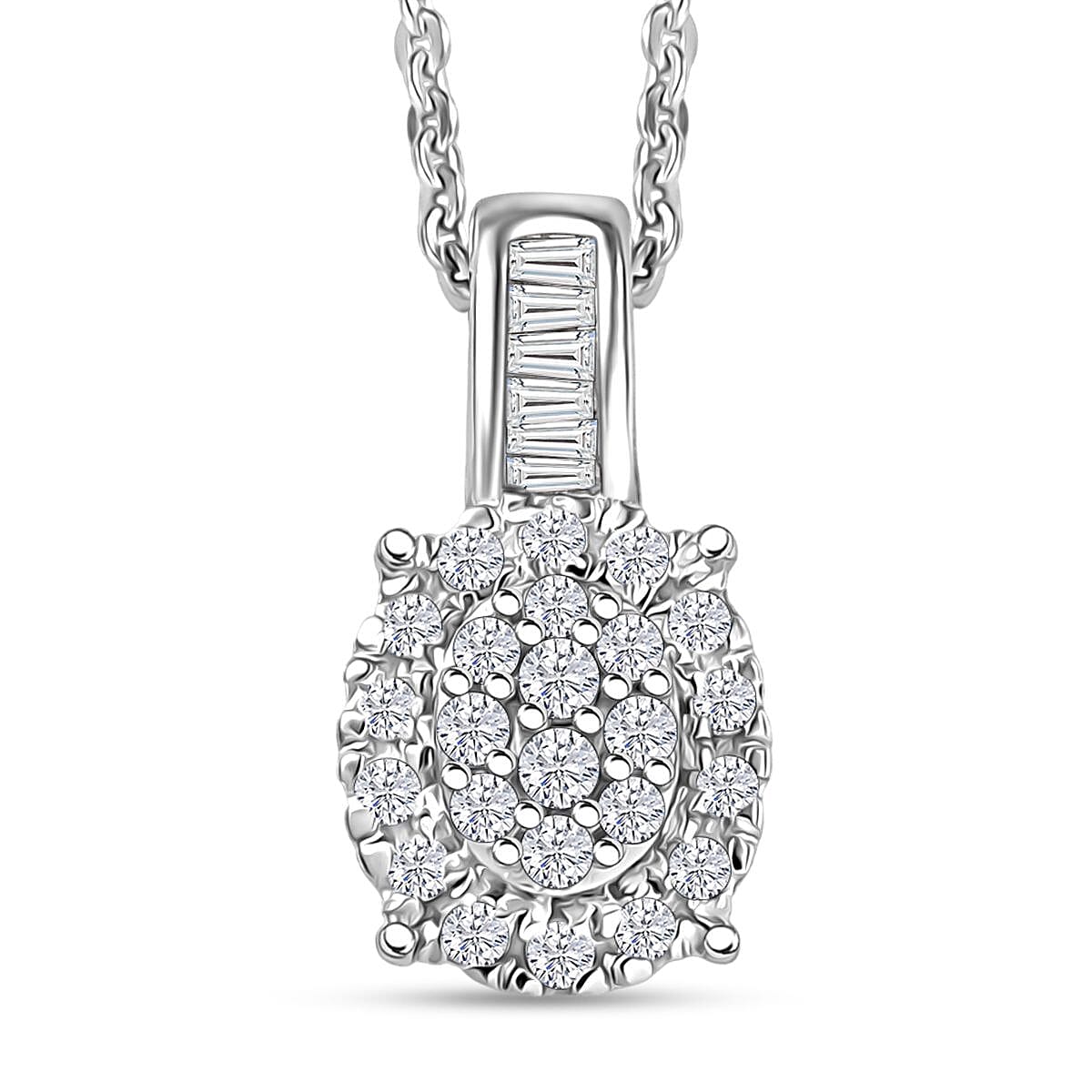 D'Joy Diamond 0.33 ctw Pendant Necklace in Rhodium Over Sterling Silver 20 Inches