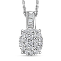 D'Joy Diamond 0.33 ctw Pendant Necklace in Rhodium Over Sterling Silver 20 Inches
