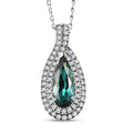 Certified & Appraised Rhapsody AAAA Monte Belo Indicolite and E-F VS Diamond 2.02 ctw Pendant Necklace in 950 Platinum 20 Inches - Sticky add to cart bar