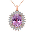 AAAA Patroke Kunzite and G-H SI Luxuriant Lab Grown Diamond 14.35 ctw Soul Bloom Pendant Necklace in 10K Rose Gold 18 Inches - Sticky add to cart bar