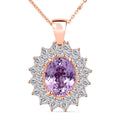 D'Joy AAA Patroke Kunzite and Moissanite 4.80 ctw Rose Radiance Pendant Necklace in 18K Vermeil Rose Gold Over Sterling Silver 20 Inches - Sticky add to cart bar