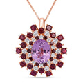 D'Joy AAA Patroke Kunzite and Multi Gemstone 11.50 ctw Blooming Radiance Pendant Necklace in 18K Vermeil Rose Gold Over Sterling Silver 20 Inches - Sticky add to cart bar