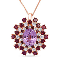 D'Joy AAA Patroke Kunzite and Multi Gemstone 11.50 ctw Blooming Radiance Pendant Necklace in 18K Vermeil Rose Gold Over Sterling Silver 20 Inches
