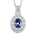 D'Joy Premium Tanzanite and Moissanite 1.75 ctw Pendant Necklace in Rhodium Over Sterling Silver 20 Inches - Sticky add to cart bar