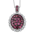 D'Joy Ouro Fino Rubellite and Moissanite 3.90 ctw Floral Bloom Pendant Necklace in Rhodium Over Sterling Silver 20 Inches - Sticky add to cart bar