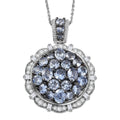 D'Joy Ouro Fino Rubellite and Moissanite 3.90 ctw Floral Bloom Pendant Necklace in Rhodium Over Sterling Silver 20 Inches - Sticky add to cart bar