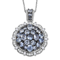 D'Joy Ouro Fino Rubellite and Moissanite 3.90 ctw Floral Bloom Pendant Necklace in Rhodium Over Sterling Silver 20 Inches