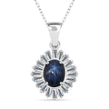 D'Joy Premium Blue Star Sapphire (DF) and Moissanite 3.15 ctw Celestial Crown Pendant Necklace in Rhodium Over Sterling Silver 20 Inches - Sticky add to cart bar