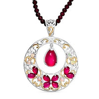 Mulberry Moonstone and Multi Gemstone Beaded Pendant 53.19 ctw Necklace in Vermeil Yellow Gold Over Sterling Silver (18 Inches)