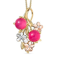 D''Joy Mulberry Moonstone, Multi Gemstone Pendant Necklace (18 Inches) in Platinum Over Sterling Silver 4.61 ctw