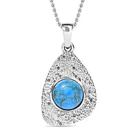 Mojave Blue Turquoise 4.00 ctw Pendant in Goldtone with Stainless Steel (20 Inches)