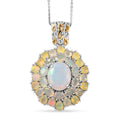 D'Joy Premium Ethiopian Welo Opal 5.30 ctw Bloom Pendant Necklace in 18K Vermeil YG and Rhodium Over Sterling Silver 20 Inches - Sticky add to cart bar