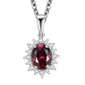 D'Joy Orissa Rhodolite Garnet and White Zircon 2.05 ctw Radiance of Sunburst Pendant Necklace 20 Inches in Platinum Over Sterling Silver - Sticky add to cart bar