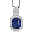 D'Joy Premium Kashmir Kyanite and Moissanite 4.35 ctw Midnight Majesty Pendant Necklace in Rhodium Over Sterling Silver 20 Inches - Sticky add to cart bar