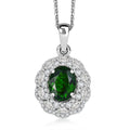 D'Joy Chrome Diopside, White Zircon Pendant Necklace (20 Inches) in Rhodium Over Sterling Silver 3.00 ctw - Sticky add to cart bar