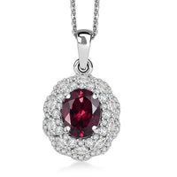 D'Joy Chrome Diopside, White Zircon Pendant Necklace (20 Inches) in Rhodium Over Sterling Silver 3.00 ctw