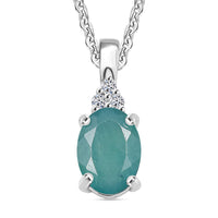 Premium Grandidierite and G-H SI Luxuriant Lab Grown Diamond 0.80 ctw Art Deco Pendant Necklace in Rhodium Over Sterling Silver 20 Inches