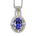D'Joy Tanzanite, Natural Yellow and White Diamond 1.50 ctw Art Deco Pendant Necklace in Rhodium Over Sterling Silver 20 Inches - Sticky add to cart bar