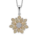 D'Joy Luxuriant Lab Grown Diamond and Lab Grown Yellow Diamond (IR) (SI) 0.50 ctw Sunflower Radiance Pendant Necklace 20 Inches in Rhodium Over Sterling Silver - Sticky add to cart bar