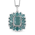 D'Joy Premium Grandidierite and White Zircon Art Deco Floral Pendant Necklace in Rhodium Over Sterling Silver 20 Inches - Sticky add to cart bar