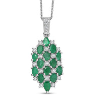 D'Joy Ceylon Blue Sapphire, White Zircon Pendant Necklace (20 Inches) in Rhodium Over Sterling Silver 4.15 ctw
