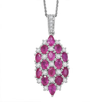 D'Joy Ceylon Blue Sapphire, White Zircon Pendant Necklace (20 Inches) in Rhodium Over Sterling Silver 4.15 ctw