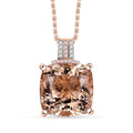 Luxoro Asscher Cut AAA Marropino Morganite, 2Natural Pink and White Diamond I2 11.60 ctw Pendant Necklace in 14K Rose Gold 20 Inches - Sticky add to cart bar