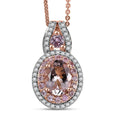 D'Joy Premium Pink Morganite and Moissanite 1.85 ctw Blush Coronet Pendant Necklace 20 Inches in 18K Vermeil Rose Gold Over Sterling Silver - Sticky add to cart bar
