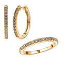 2 Piece Set Luxuriant Lab Grown Yellow Diamond (SI) (IR) Band Ring (Size 6.00) and Hoop Earrings in 18K Vermeil YG Over Sterling Silver 0.85 ctw - Sticky add to cart bar