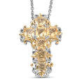 EverTrue Brazilian Citrine Cross Pendant in 18K YG Plated and Platinum Bond with Stainless Steel Necklace (20 Inches) 4.65 ctw - Sticky add to cart bar