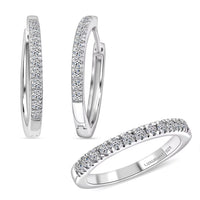 2 Piece Set Luxuriant Lab Grown Yellow Diamond (SI) (IR) Band Ring (Size 6.00) and Hoop Earrings in 18K Vermeil YG Over Sterling Silver 0.85 ctw