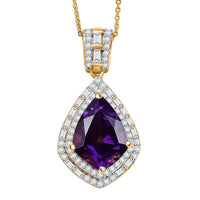 D'Joy AAA Lusaka Amethyst and Moissanite 5.80 ctw Pendant Necklace 20 Inches in 18K Vermeil Yellow Gold Over Sterling Silver