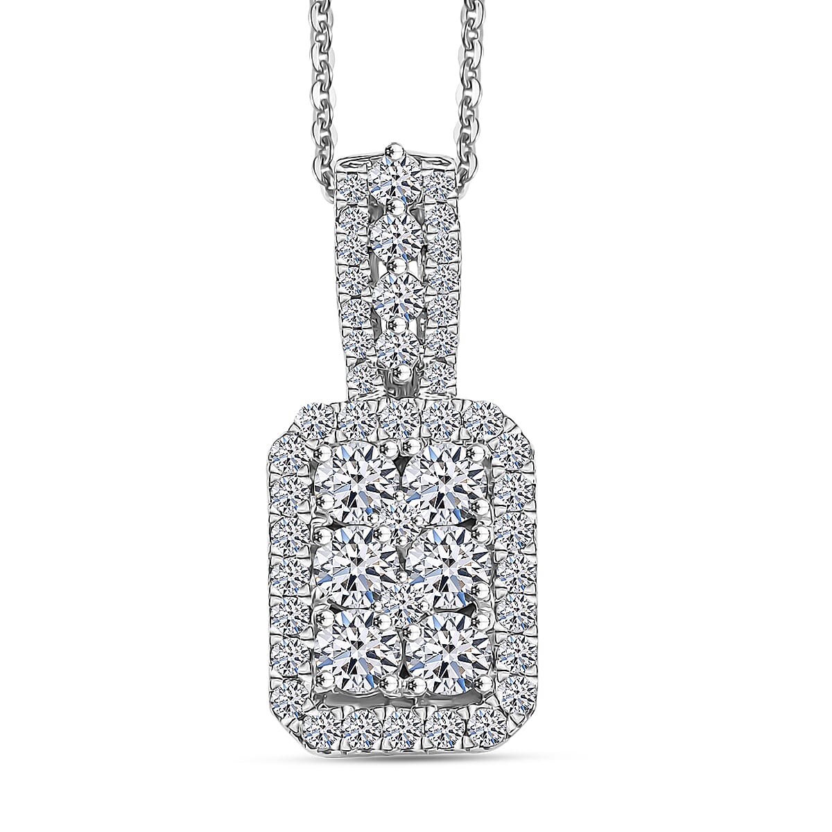 Luxuriant Lab Grown Diamond (G-H, SI) Halo Pendant Necklace