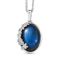 EverTrue Malagasy Labradorite, White Zircon Moonbloom Pendant in Platinum Bond with Stainless Steel Necklace 9.15 ctw (20 Inches) - Sticky add to cart bar