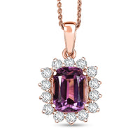 D'Joy AAA Patroke Kunzite, Moissanite Pendant Necklace (20 Inches) in 18K Vermeil RG Over Sterling Silver 5.90 ctw