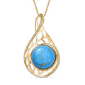 Blue Turquoise 14.00 ctw Pendant Necklace in ION Plated YG Stainless Steel 20 Inches - Sticky add to cart bar
