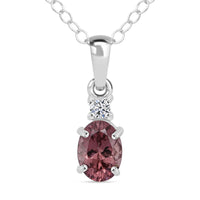 Premium Color Change Garnet and G-H SI Luxuriant Lab Grown Diamond 1.00 ctw Pendant Necklace in Rhodium Over Sterling Silver 20 Inches