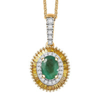 D'Joy Premium Kagem Zambian Emerald and Diamond 1.15 ctw Halo Pendant Necklace in 18K Vermeil Yellow Gold Over Sterling Silver 20 Inches
