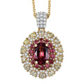 Luxoro AAAA Rubellite, Natural Yellow and White Diamond 2.65 ctw Empress Flame Pendant Necklace in 14K Yellow Gold 20 Inches - Sticky add to cart bar