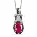 D'Joy Premium Gray Spinel, Natural Champagne and White Diamond (0.25 cts) Pendant Necklace (20 Inches) in Rhodium Over Sterling Silver 1.55 ctw - Sticky add to cart bar