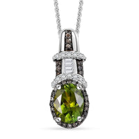 D'Joy Premium Gray Spinel, Natural Champagne and White Diamond (0.25 cts) Pendant Necklace (20 Inches) in Rhodium Over Sterling Silver 1.55 ctw
