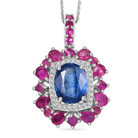 D'Joy Hebei Peridot and Multi Gemstone 4.50 ctw Pendant Necklace in Rhodium Over Sterling Silver 20 Inches