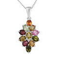 D'Joy Multi-Tourmaline 1.75 ctw Pendant Necklace in Rhodium Over Sterling Silver 20 Inches - Sticky add to cart bar