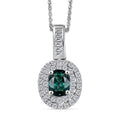 D'Joy Pirineu Lagoon Tourmaline and Moissanite 1.35 ctw Classic Halo Pendant Necklace in Rhodium Over Sterling Silver 20 Inches - Sticky add to cart bar