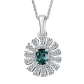 D'Joy Lagoon Tourmaline and Moissanite 1.10 ctw Pendant Necklace in Rhodium Over Sterling Silver 20 Inches - Sticky add to cart bar