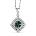 Certified & Appraised Luxoro AAA Pirineu Lagoon Tourmaline and I2 Diamond 1.21 ctw Pendant Necklace 20 Inches in 10K White Gold 4.94 Grams - Sticky add to cart bar