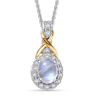 D'Joy Mozambique Garnet, White Zircon Necklace (20 Inches) in 18K Vermeil YG and Rhodium Over Sterling Silver 0.60 ctw
