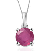 D'Joy Mozambique Garnet Pendant Necklace (20 Inches) in Rhodium Over Sterling Silver 1.50 ctw