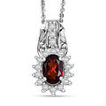 D'Joy Mozambique Garnet and White Zircon 1.35 ctw Pendant Necklace in Rhodium Over Sterling Silver 20 Inches - Sticky add to cart bar